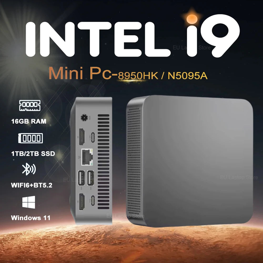 2025 Portable i9 Mini PC Computer Windows 11 Intel Core i9 8950HK 16GB 1TB Gaming Computer Dual-Band WiFi 6-Core Mini Desktop PC TechElect