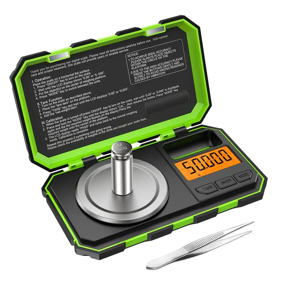 0.001g 50g Mini Digital Scale Jewelry Milligram Scales Portable Kitchen Baking Scale with Calibration Weight Techtronicx