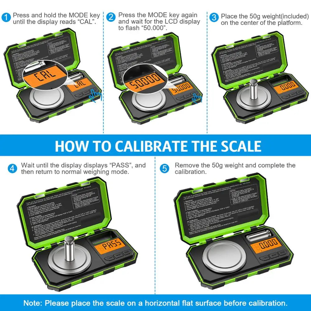 0.001g 50g Mini Digital Scale Jewelry Milligram Scales Portable Kitchen Baking Scale with Calibration Weight Techtronicx