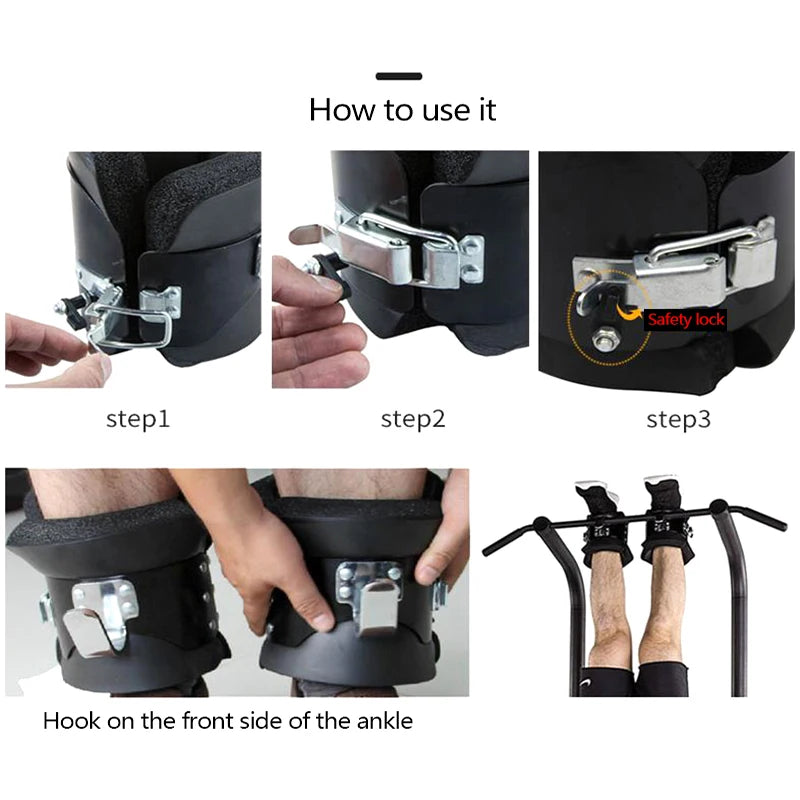 1 Pair Anti Gravity Inversion Boots Therapy Hang Spine Ab Chin Up Gym Hook Hanging Pull Up Bodybuilding Fitness Handstand Shoes TechElect