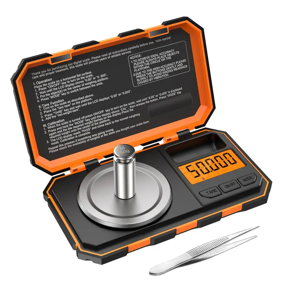 0.001g 50g Mini Digital Scale Jewelry Milligram Scales Portable Kitchen Baking Scale with Calibration Weight Techtronicx