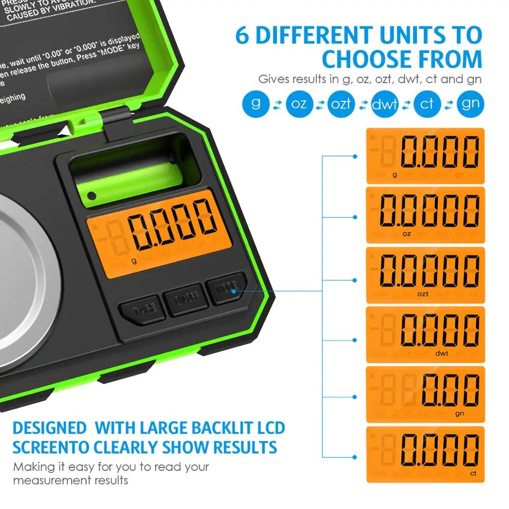 0.001g 50g Mini Digital Scale Jewelry Milligram Scales Portable Kitchen Baking Scale with Calibration Weight Techtronicx
