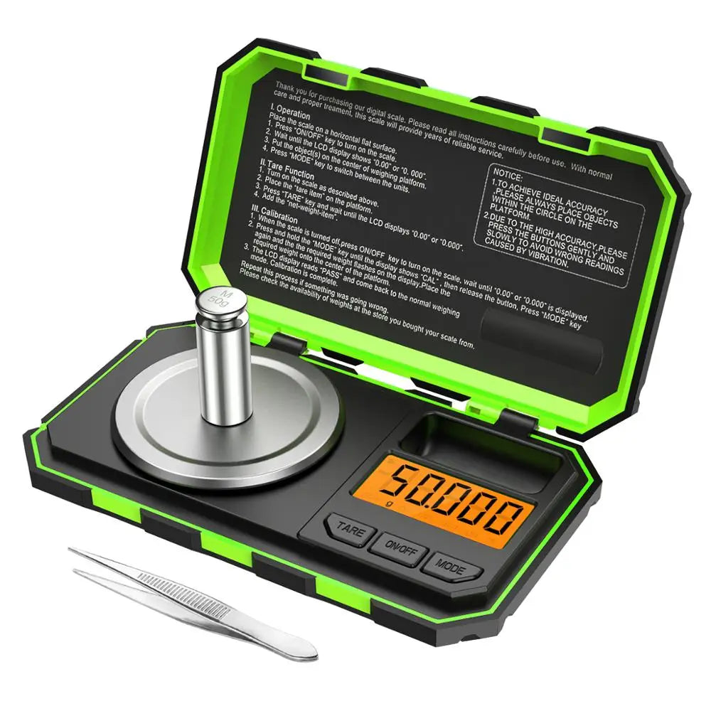 0.001g 50g Mini Digital Scale Jewelry Milligram Scales Portable Kitchen Baking Scale with Calibration Weight Techtronicx