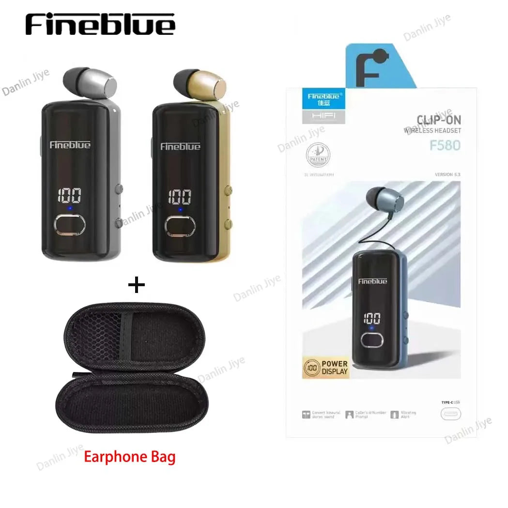 Fineblue-Auriculares Inalámbricos F580, Dispositivo De Audio Con Clip, Lotus, Bluetooth 5,3, Micrófono, Pantalla De Alimentaci TechElect
