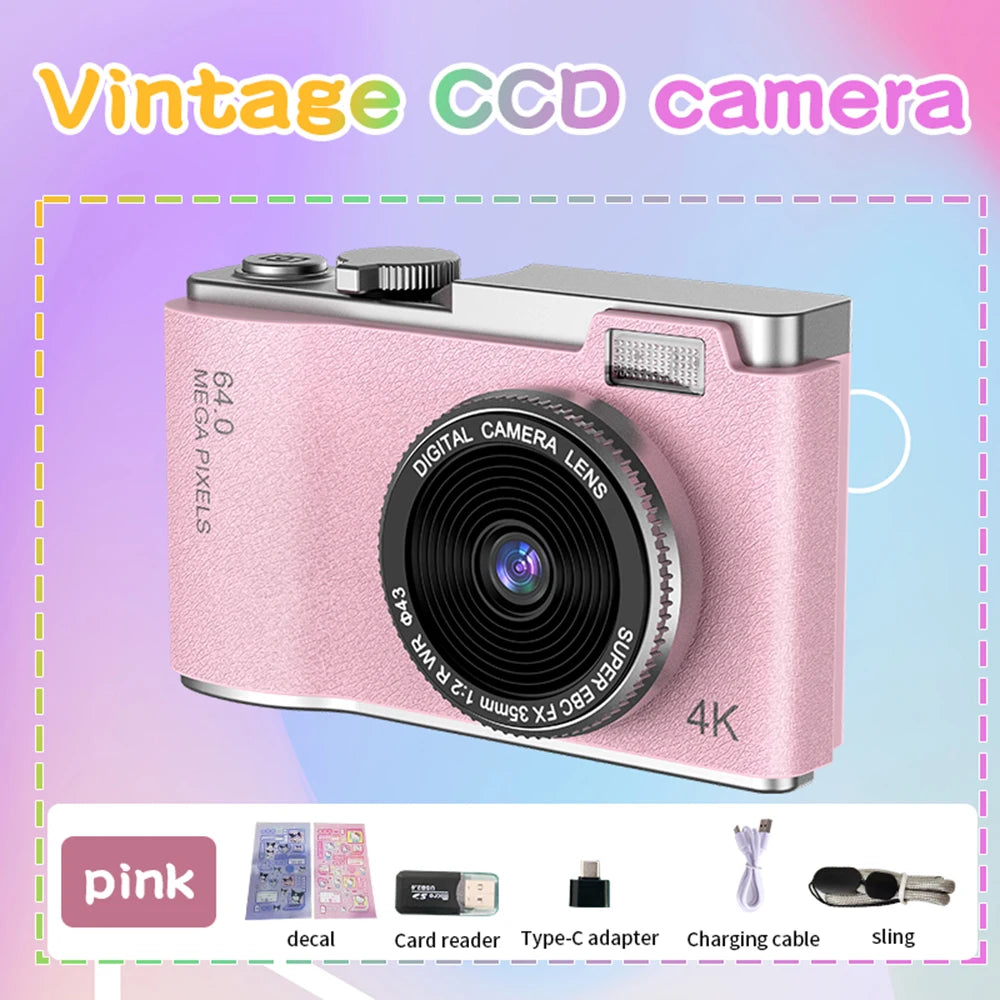 64MP HD 1080P Digital Camera for Student Beginners 2.4' screen with 16xzoom Front and Rear Dual Camera Camera for Kid Adult Gift - TechElect