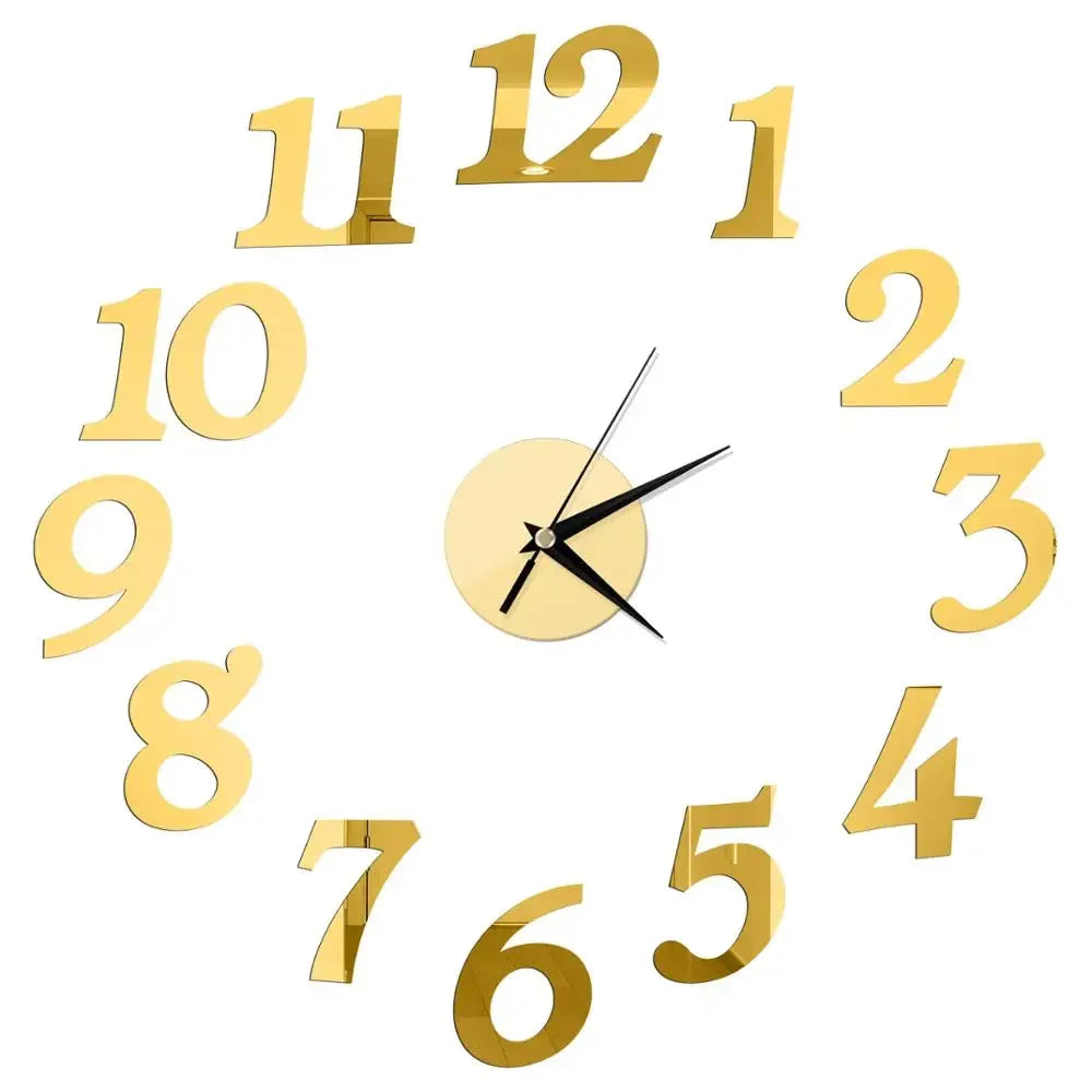 27inch Nordic Wall Clock Dining Restaurant Cafe Decorative Clocks Acrylic Mirror Wall Sticker Silent Quartz Watch Home Decor Techelectronicx