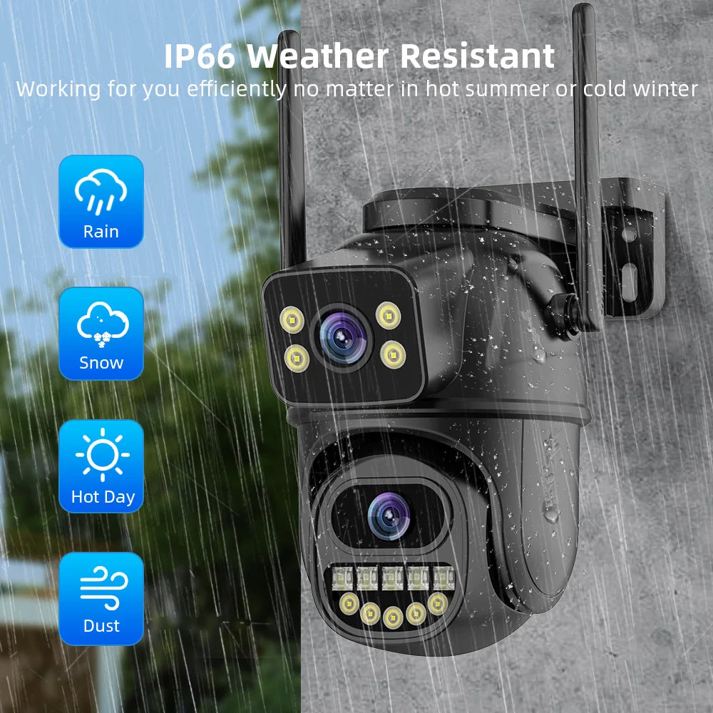 4K 8MP HD Wifi PTZ Camera Outdoor 4MP Dual Lens Dual Screen AI Auto Tracking IP Camera CCTV Audio Video Surveillance P2P iCSee TechElect