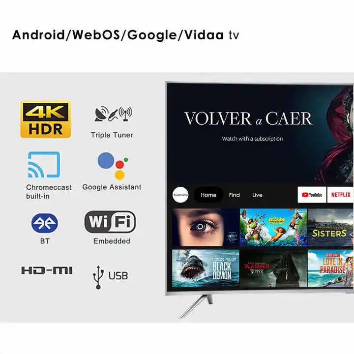 Hot Selling Television Set 55 Inch Full Screen UHD 4K LED Tv 65 Inch Curved Smart Tv Techelectronicx