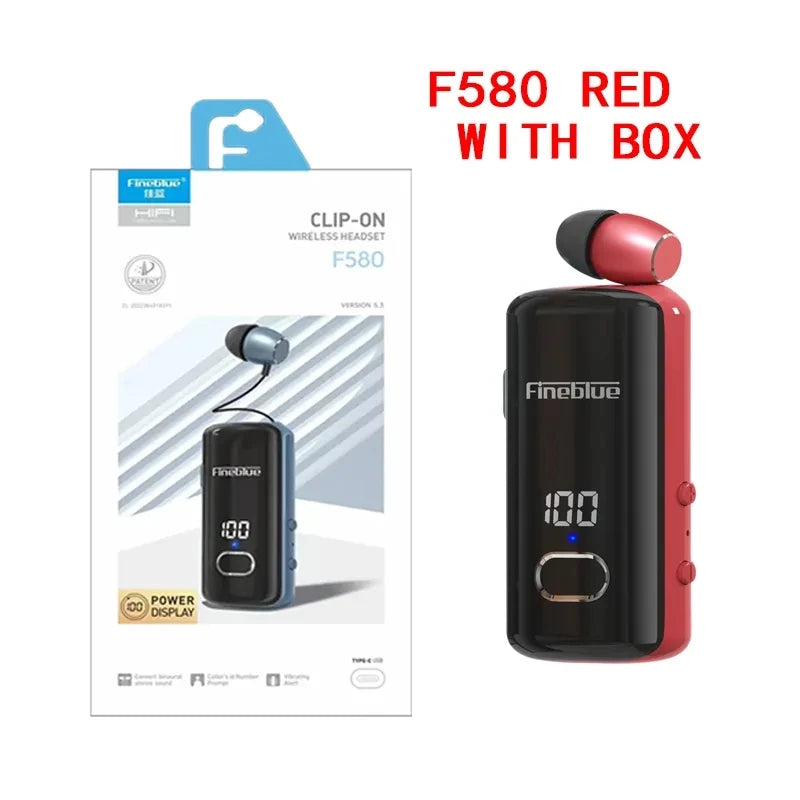 Fineblue-Auriculares Inalámbricos F580, Dispositivo De Audio Con Clip, Lotus, Bluetooth 5,3, Micrófono, Pantalla De Alimentaci TechElect