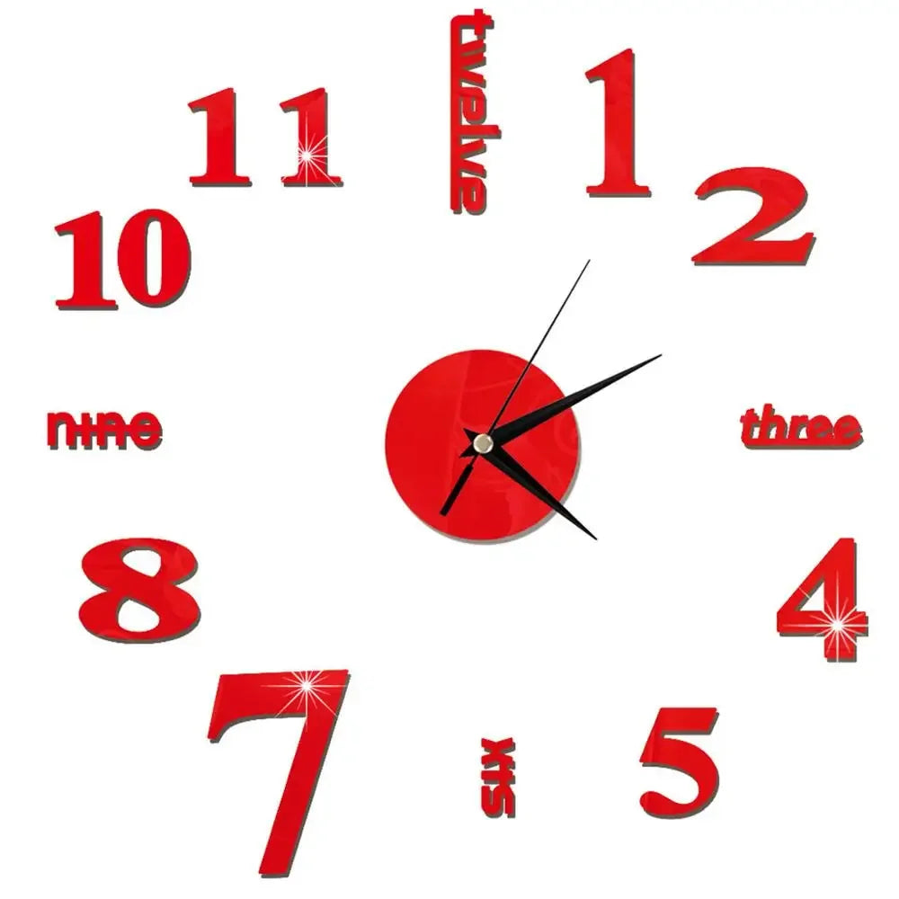 27inch Nordic Wall Clock Dining Restaurant Cafe Decorative Clocks Acrylic Mirror Wall Sticker Silent Quartz Watch Home Decor Techelectronicx