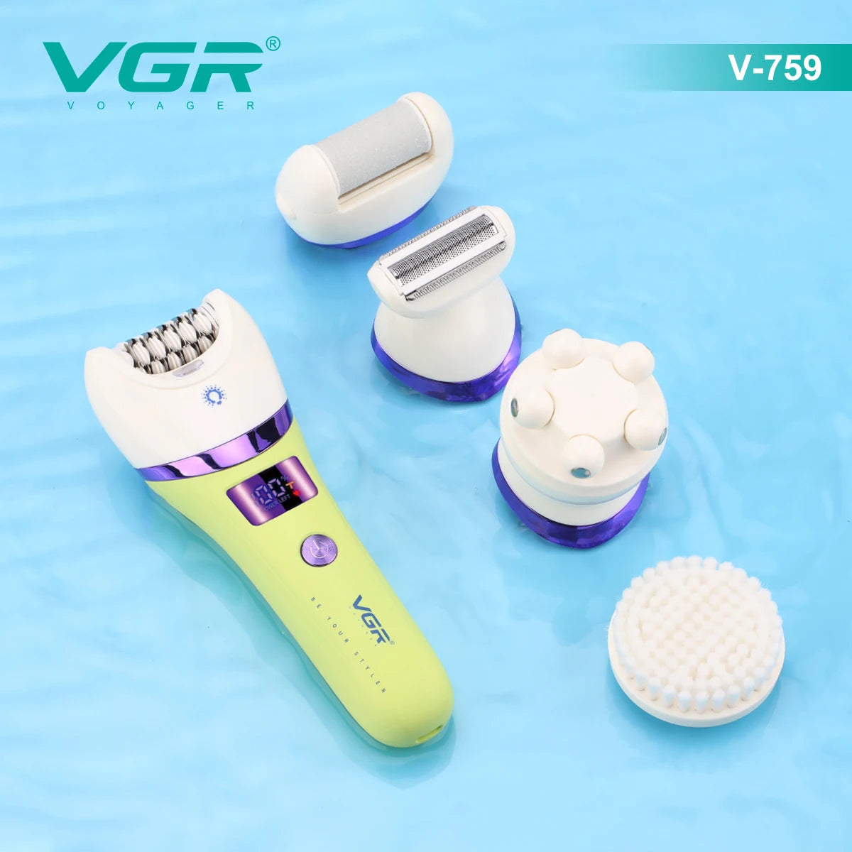 VGR Hair Trimmer Electric Epilator Hair Removal Personal Care Appliances Body Trimmer 5 IN 1 Waterproof Hair Remover Women V-759 Techelectronicx