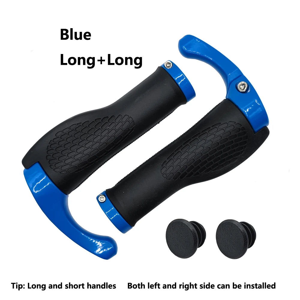 1 Pair Bicycle Handlebar Grip Long and Short Ergonomic Anti Skid Lock on Handle Cover with Bar Ends Grips MTB Bike Accessories TechElect