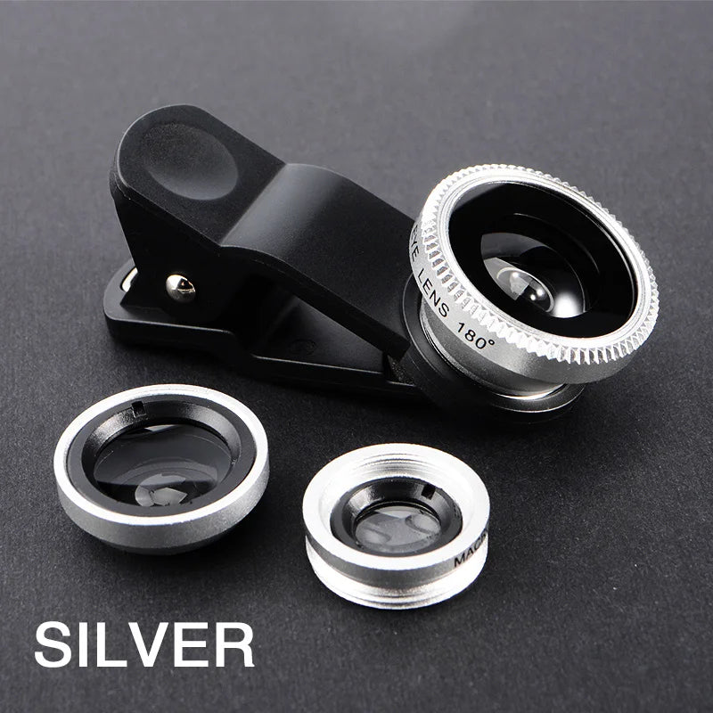 3in1 Fisheye Wide Angle Micro Camera Lens for iPhone Xiaomi Redmi 3IN1 Zoom Fish Eye Len on Smartphone Lenses with Phone Clip - TechElect