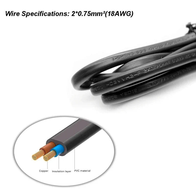 0.3-10m EU Extension Cord C7 Power Cable Figure 8 Euro Plug AC Cable For Samsung LG Sony TV Samsung Monitor Power Supply PS2 3 Techelectronicx