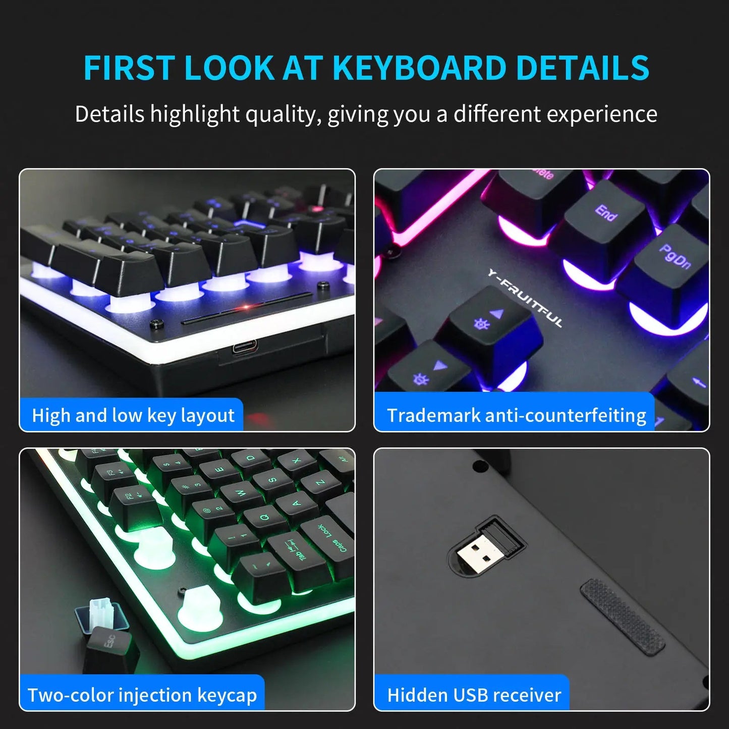 104 Keys RGB Computer Wireless USB Rechargeable Gaming Mechanical Keyboard And Mouse Combos Techelectronicx