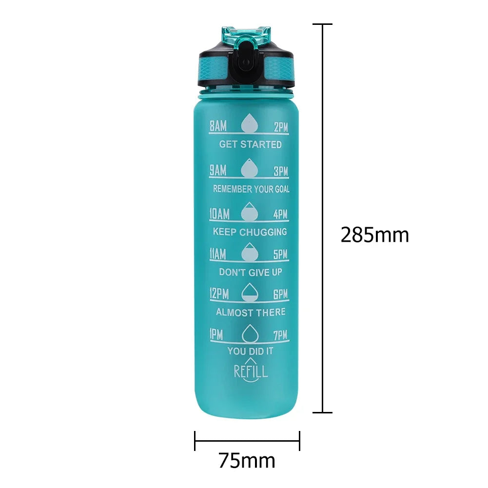 1 Liter Water Bottle Motivational Sport Water Bottle Leakproof Bottles Drinking Outdoor Travel Gym Fitness Jugs for Kitchen Cups Techelectronicx