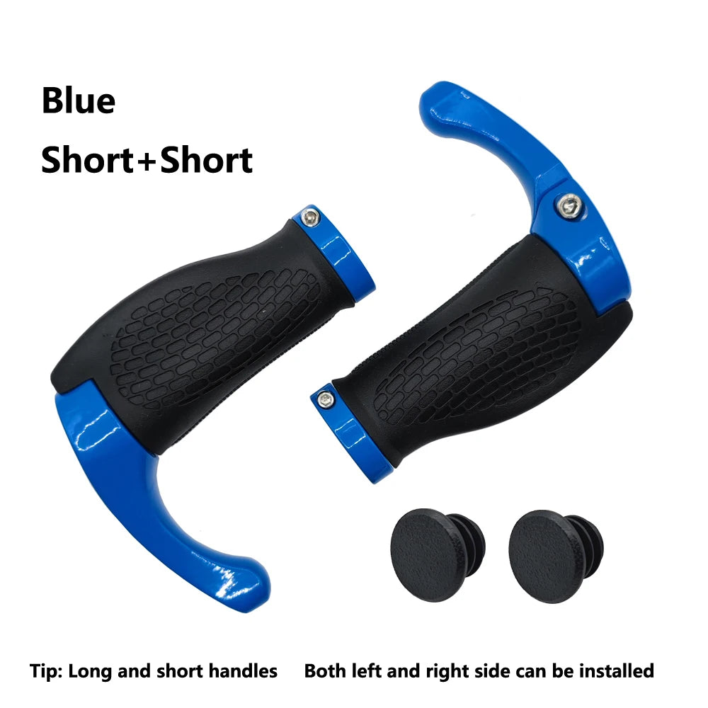 1 Pair Bicycle Handlebar Grip Long and Short Ergonomic Anti Skid Lock on Handle Cover with Bar Ends Grips MTB Bike Accessories TechElect