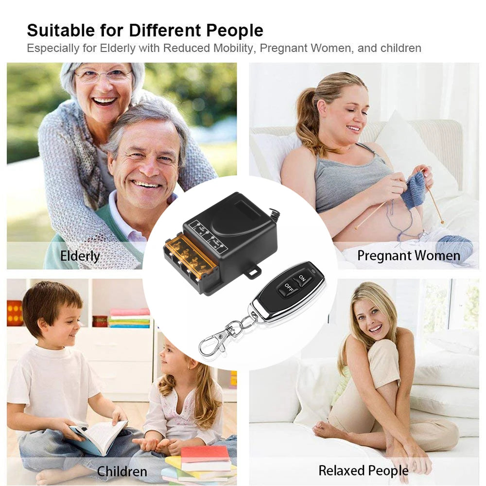 AC 220V 30A 1CH 433Mhz Wireless Remote Control Switch RF Relay Receiver + On/Off Transmitter For Electric Appliance Lamp TechElect