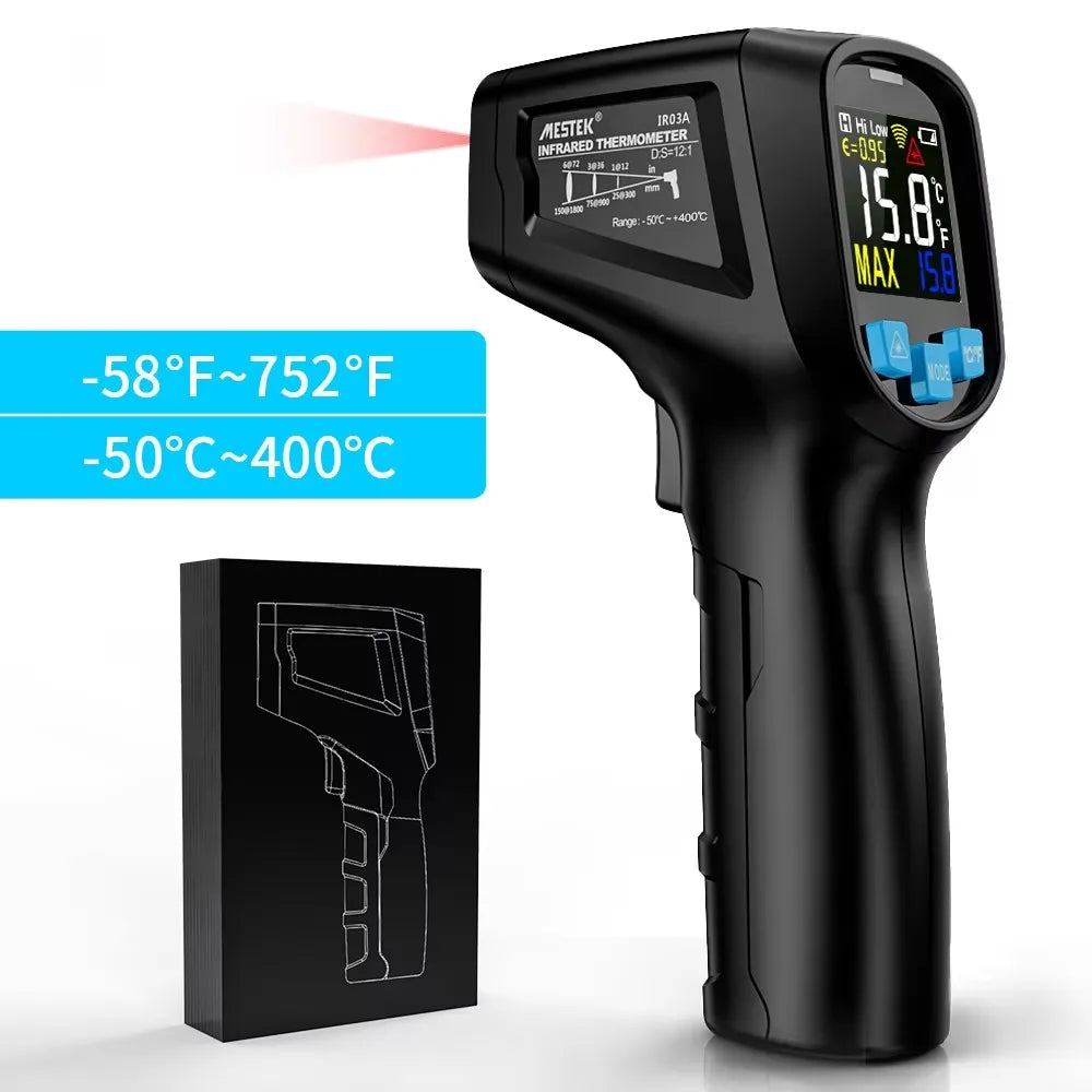 -50 to 800 Degree Mestek Digital Infrared Thermometer Laser Temperature Meter Non-contact Pyrometer Hygrometer IR Thermometer Techelectronicx