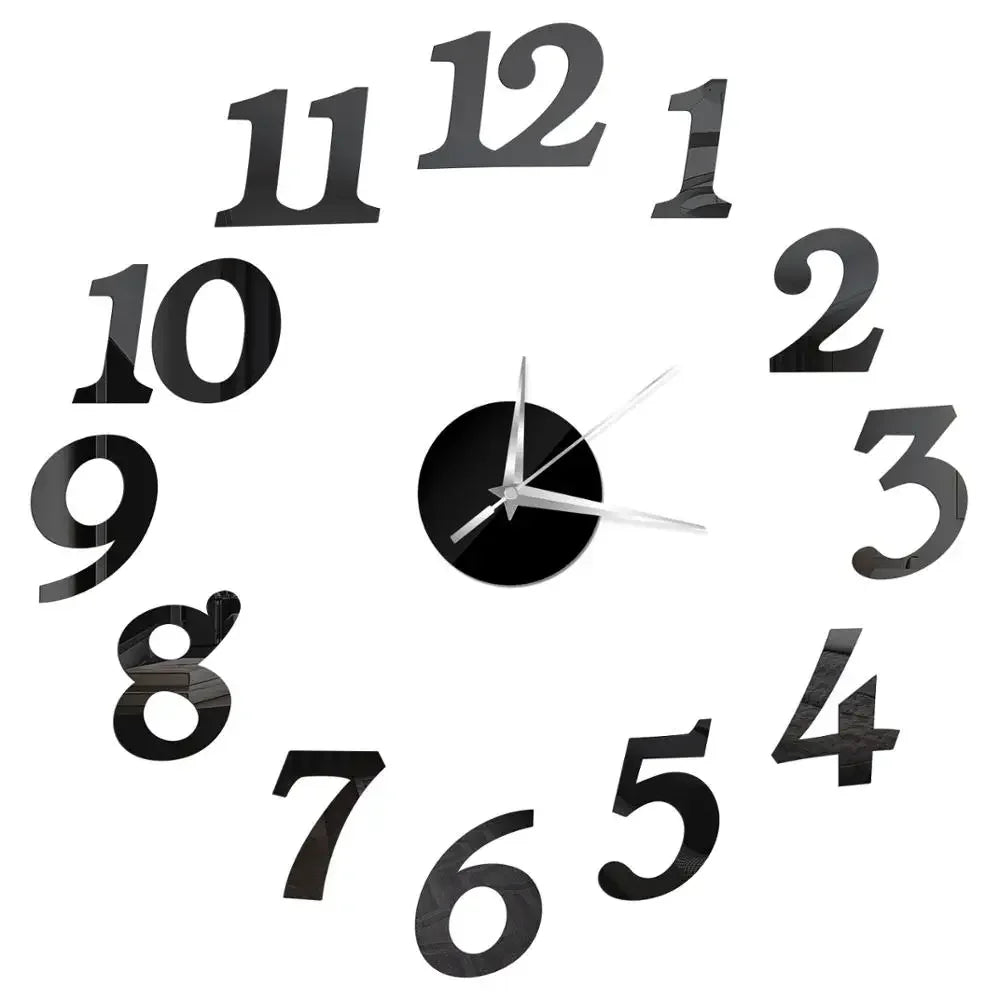 27inch Nordic Wall Clock Dining Restaurant Cafe Decorative Clocks Acrylic Mirror Wall Sticker Silent Quartz Watch Home Decor Techelectronicx