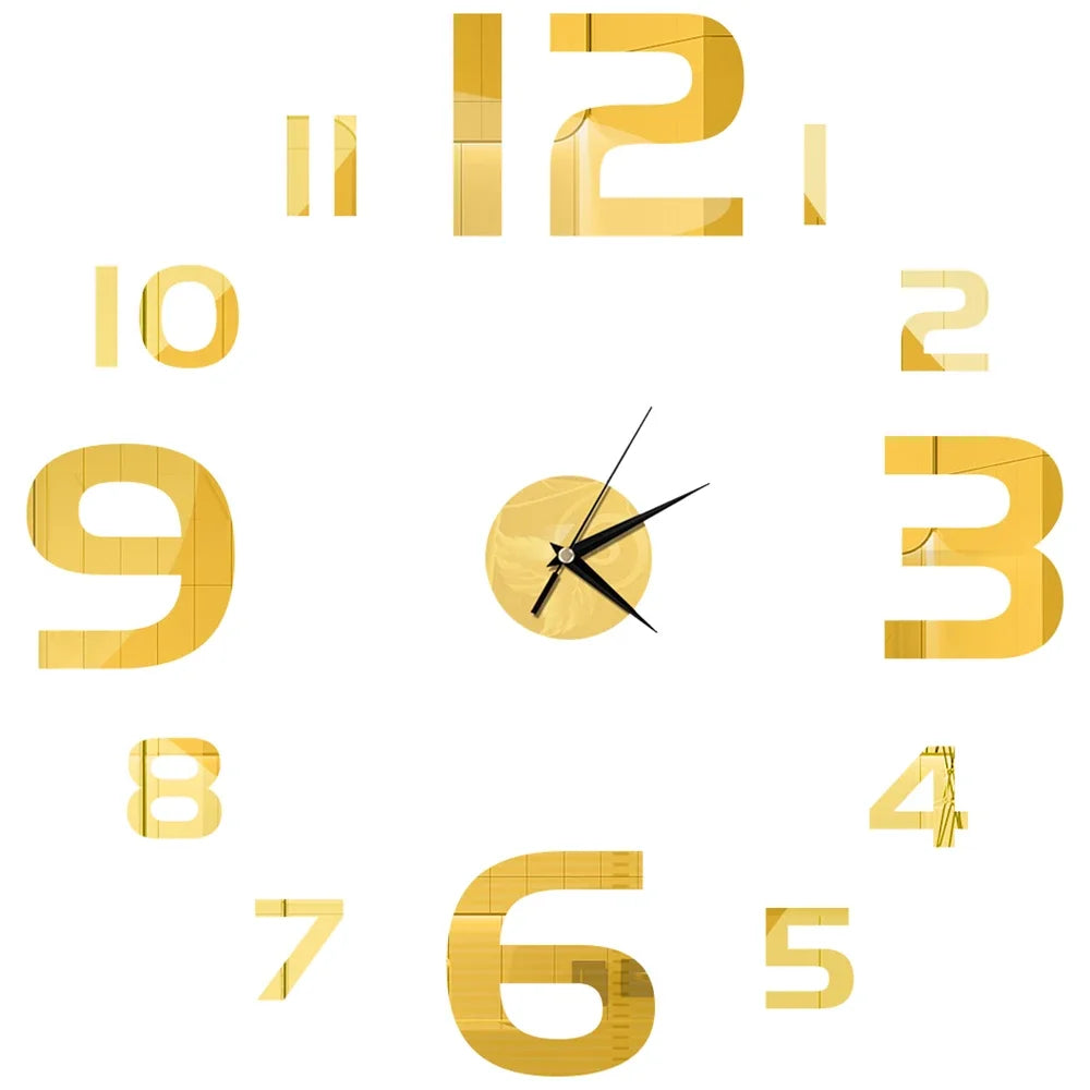 27inch Nordic Wall Clock Dining Restaurant Cafe Decorative Clocks Acrylic Mirror Wall Sticker Silent Quartz Watch Home Decor Techelectronicx
