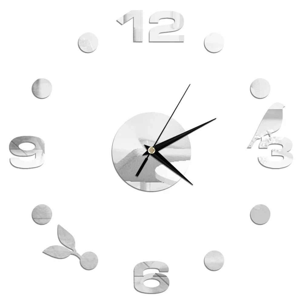 27inch Nordic Wall Clock Dining Restaurant Cafe Decorative Clocks Acrylic Mirror Wall Sticker Silent Quartz Watch Home Decor Techelectronicx