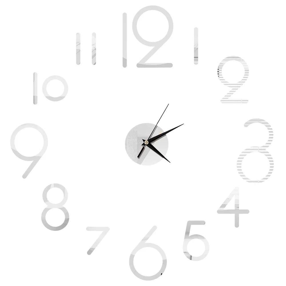 27inch Nordic Wall Clock Dining Restaurant Cafe Decorative Clocks Acrylic Mirror Wall Sticker Silent Quartz Watch Home Decor Techelectronicx