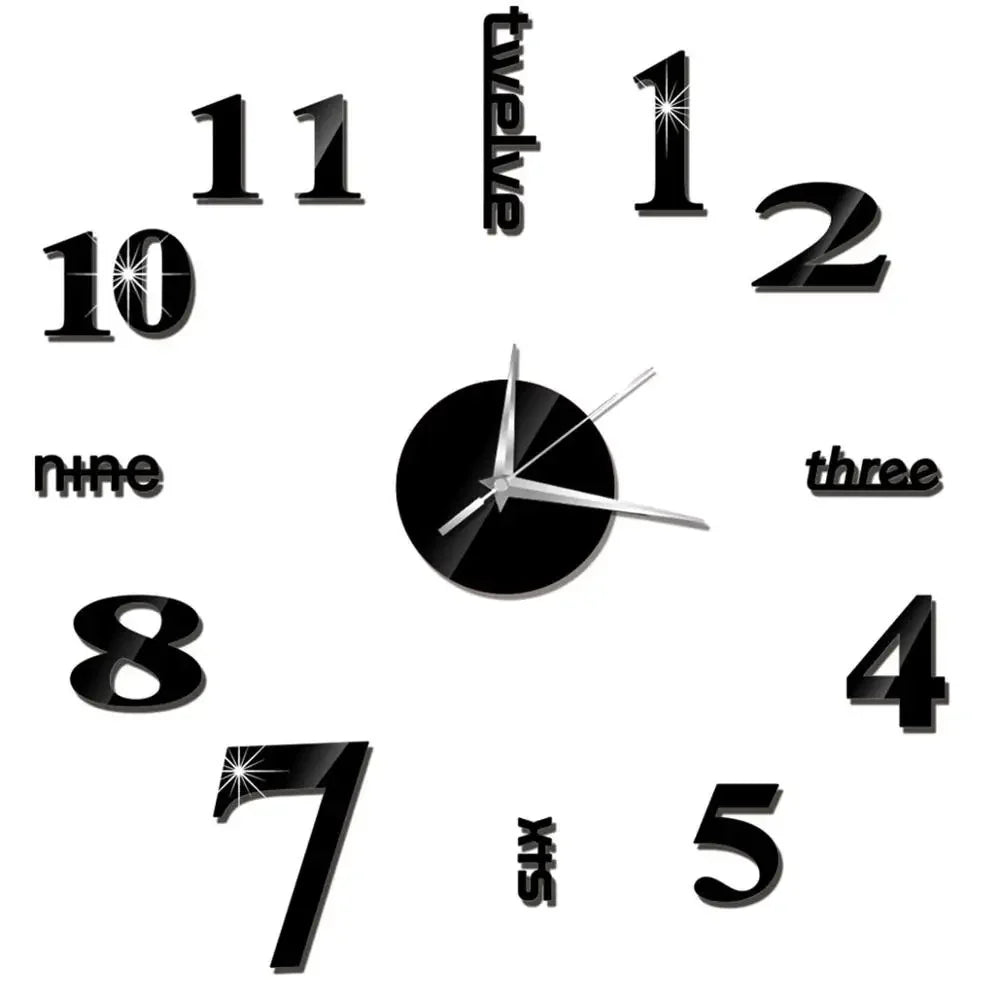 27inch Nordic Wall Clock Dining Restaurant Cafe Decorative Clocks Acrylic Mirror Wall Sticker Silent Quartz Watch Home Decor Techelectronicx