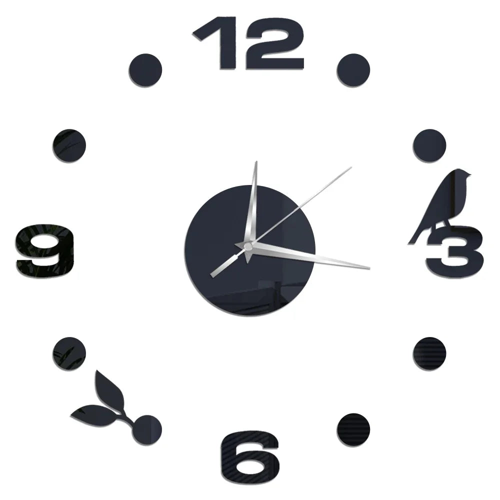 27inch Nordic Wall Clock Dining Restaurant Cafe Decorative Clocks Acrylic Mirror Wall Sticker Silent Quartz Watch Home Decor Techelectronicx