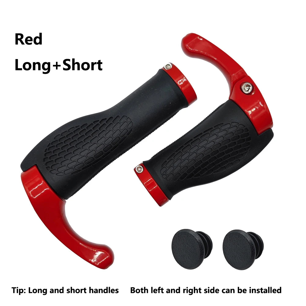 1 Pair Bicycle Handlebar Grip Long and Short Ergonomic Anti Skid Lock on Handle Cover with Bar Ends Grips MTB Bike Accessories TechElect