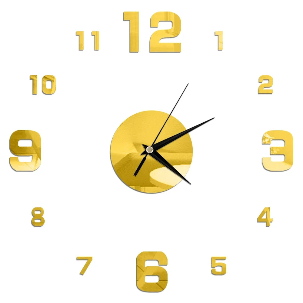 27inch Nordic Wall Clock Dining Restaurant Cafe Decorative Clocks Acrylic Mirror Wall Sticker Silent Quartz Watch Home Decor Techelectronicx