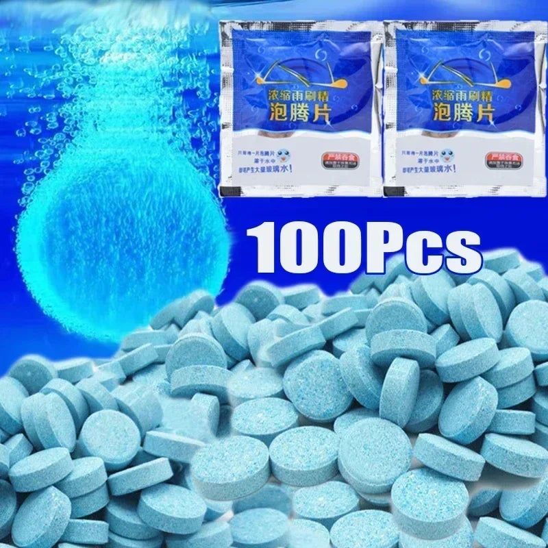 All-Season Windshield Washer Effervescent Tablet (Solid Concentrate) Shellac-Free Formula Techelectronicx