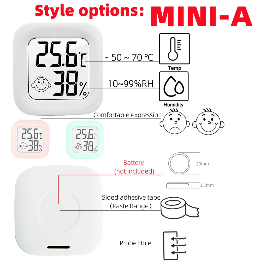 Mini LCD Digital Thermometer Hygrometer Indoor Room Temperature Humidity Meter Sensor Gauge Weather Station Techelectronicx