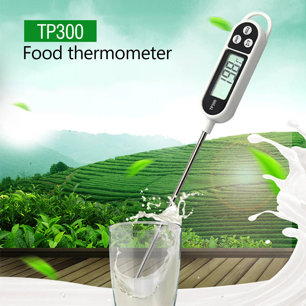TP300 Electronic Food Thermometer LCD Display Kitchen Thermometer Digital Temperature Measuring Tool for Meat /Cooking /BBQ/Milk Techelectronicx