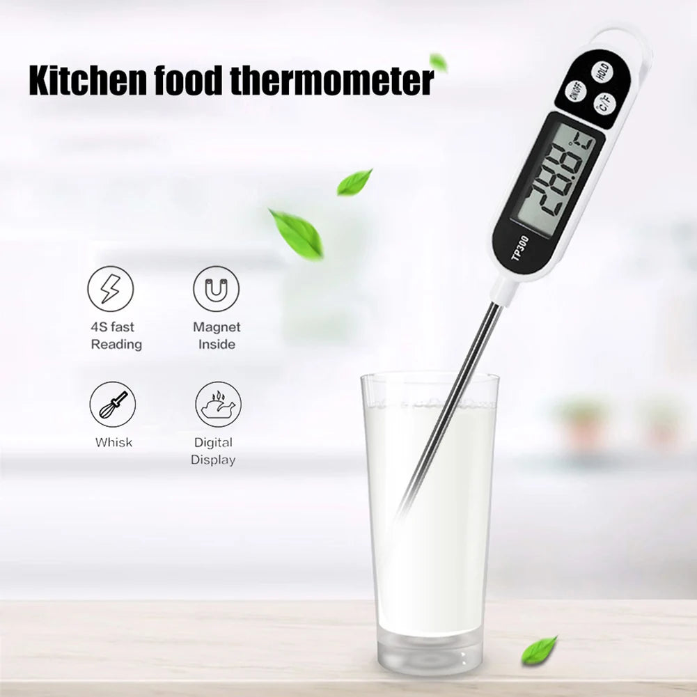 TP300 Electronic Food Thermometer LCD Display Kitchen Thermometer Digital Temperature Measuring Tool for Meat /Cooking /BBQ/Milk Techelectronicx