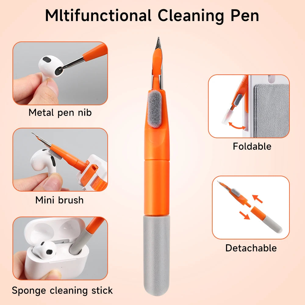 11-in-1 Computer Cleaning Kit Bluetooth Earphone Cleaner Pen Keyborad Camera Brush Sim Card Ejector Keycap Puller Phone Holder TechElect