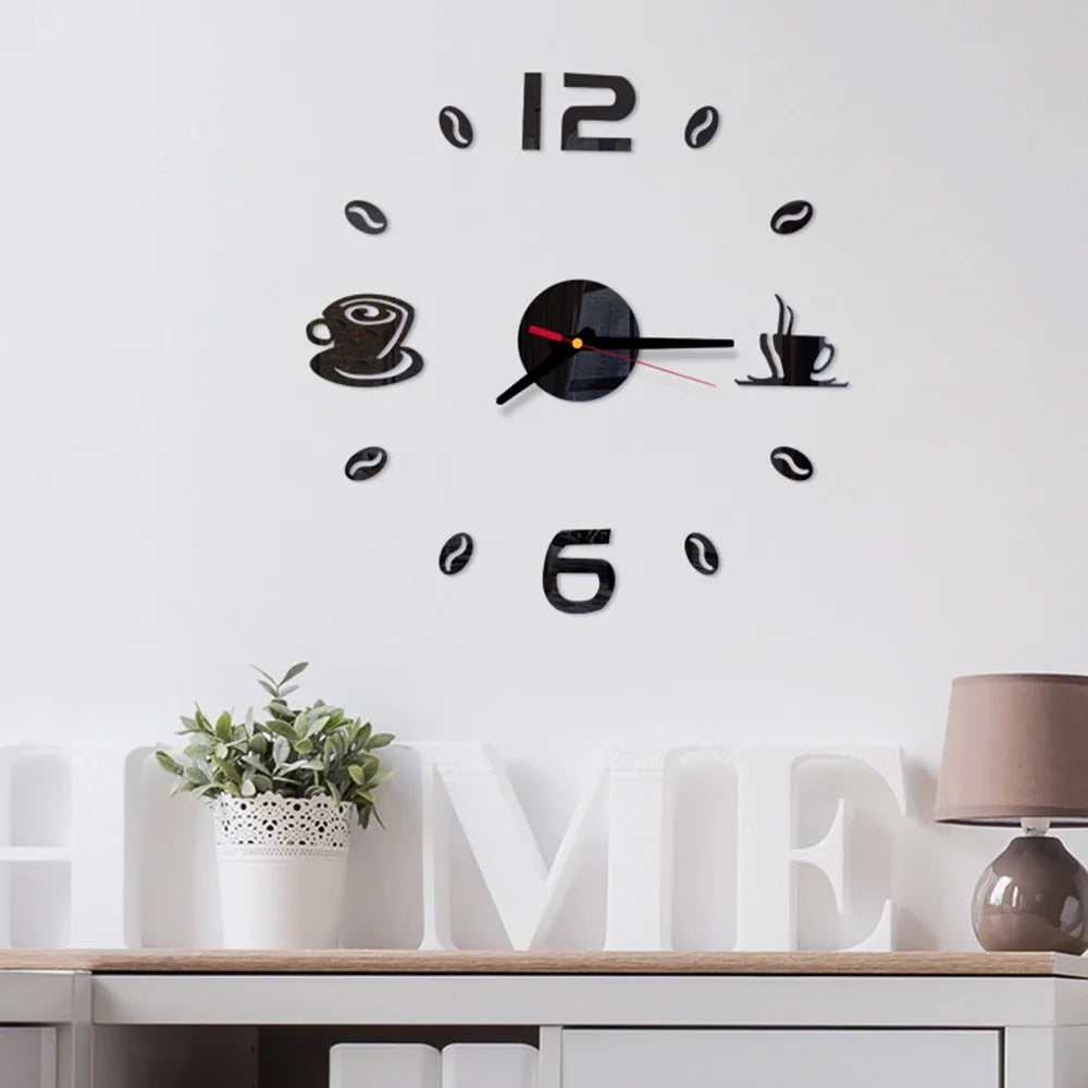 27inch Nordic Wall Clock Dining Restaurant Cafe Decorative Clocks Acrylic Mirror Wall Sticker Silent Quartz Watch Home Decor Techelectronicx
