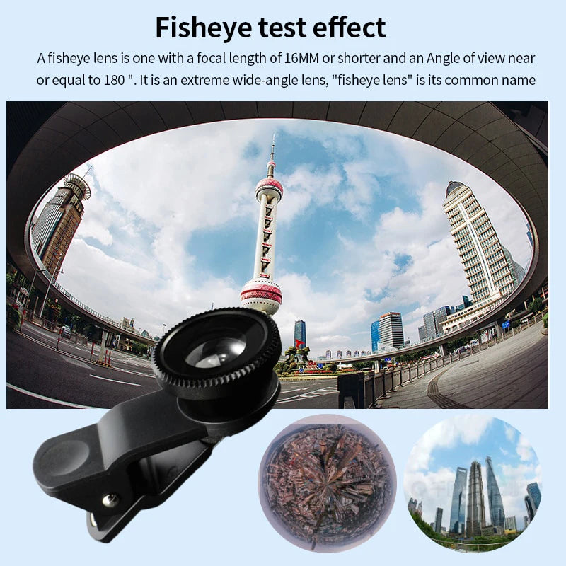 3in1 Fisheye Wide Angle Micro Camera Lens for iPhone Xiaomi Redmi 3IN1 Zoom Fish Eye Len on Smartphone Lenses with Phone Clip - TechElect