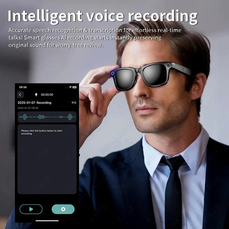 AI Smart Glasses with HD Camera for Photos Videos Hands-Free Vlog Recording Camera Glasses Audio for Driving Outdoor Sunglasses TechElect