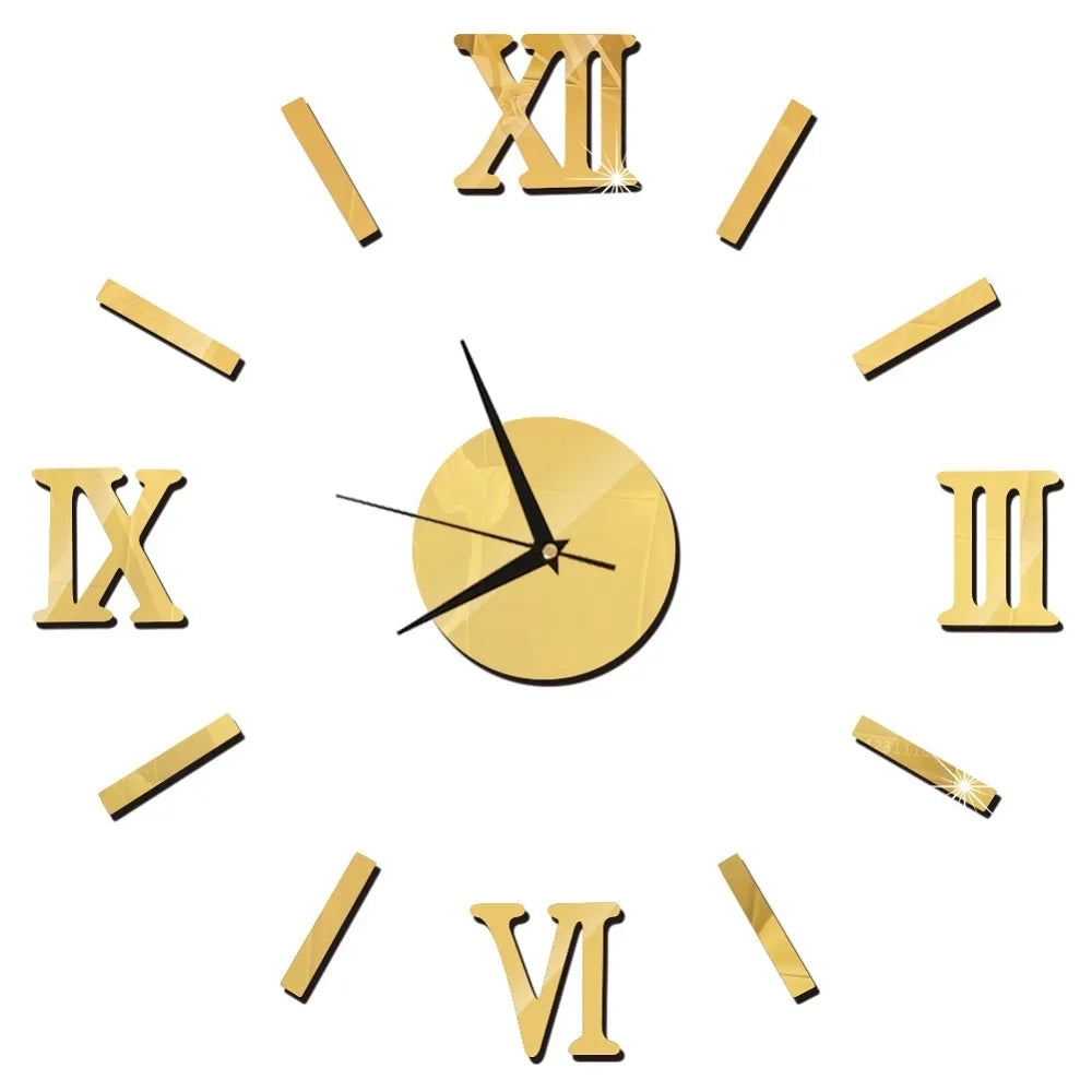 27inch Nordic Wall Clock Dining Restaurant Cafe Decorative Clocks Acrylic Mirror Wall Sticker Silent Quartz Watch Home Decor Techelectronicx