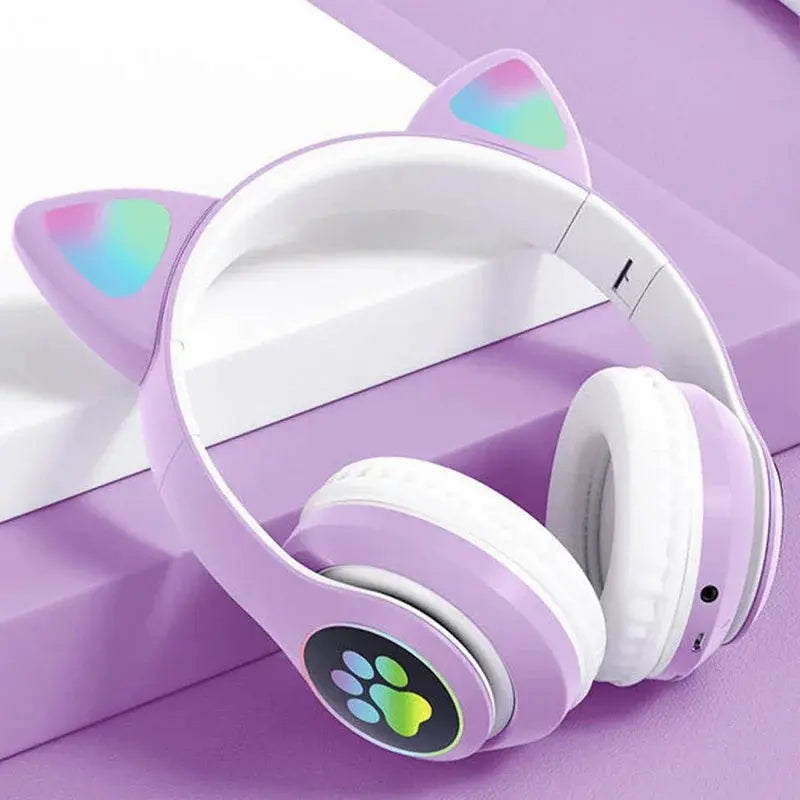 Headband wireless headphones, Jerry 5.0, long battery life, high sound quality, cat ears, wireless headphones for music/games - TechElect