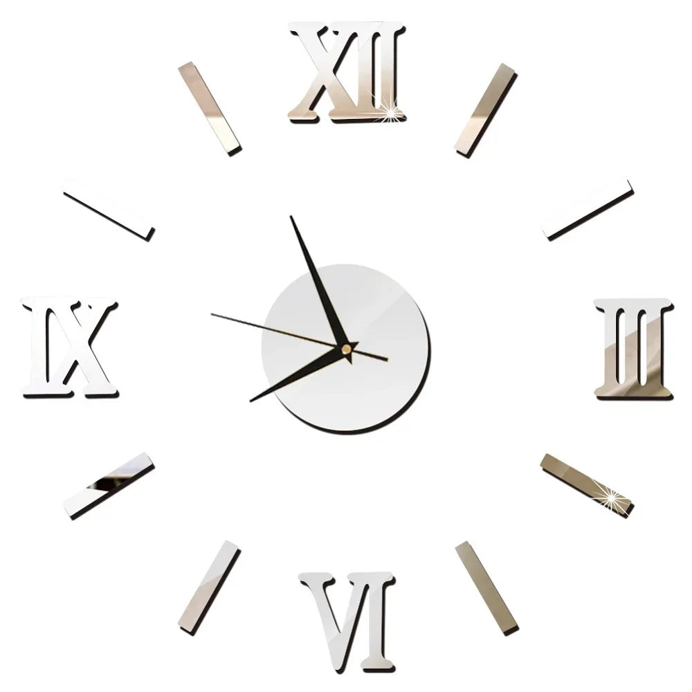 27inch Nordic Wall Clock Dining Restaurant Cafe Decorative Clocks Acrylic Mirror Wall Sticker Silent Quartz Watch Home Decor Techelectronicx