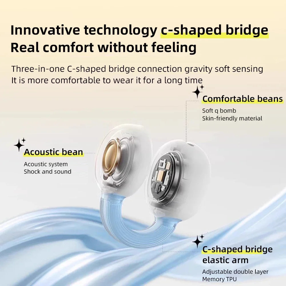 Wireless Headphones Fone Bluetooth Headset With Mic Handsfree Noise Canceling Earphones Clip Ear Music Sports Gaming Earplug - TechElect
