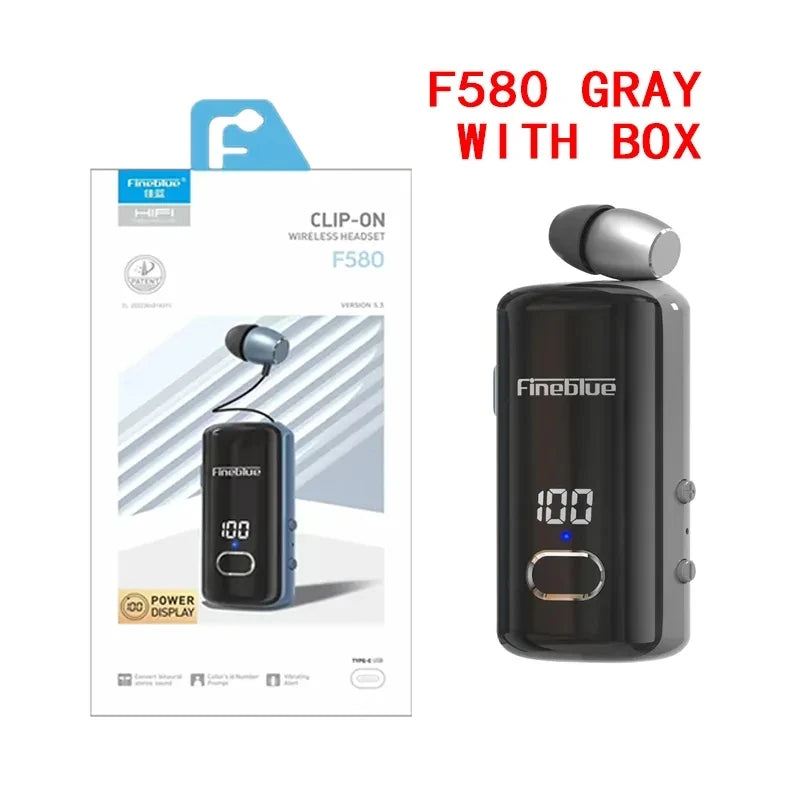 Fineblue-Auriculares Inalámbricos F580, Dispositivo De Audio Con Clip, Lotus, Bluetooth 5,3, Micrófono, Pantalla De Alimentaci TechElect