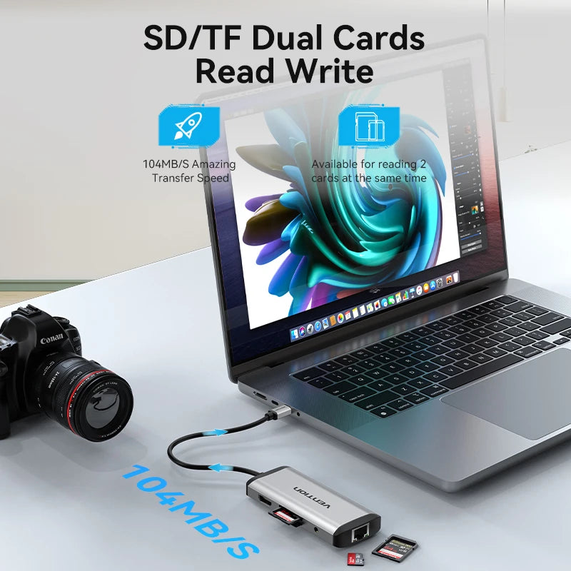 Vention USB C HUB Type C to USB 3.0 Dock Station USB C HDMI RJ45 4K for MacBook Pro Air Accessories Type C 3.1 Splitter USB HUB TechElect