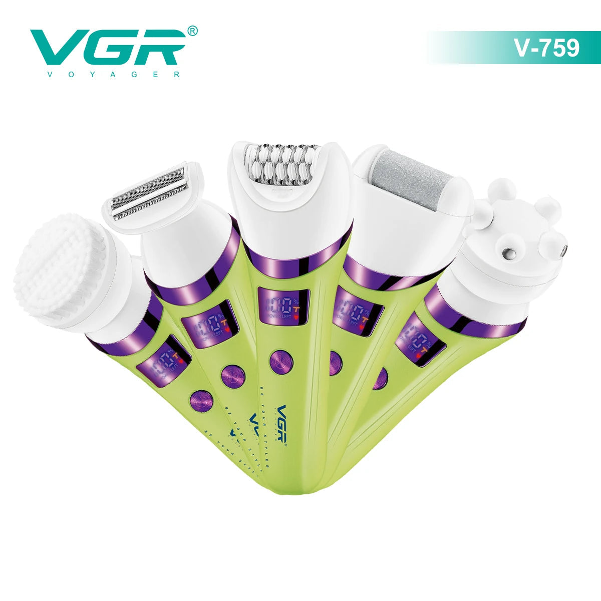 VGR Hair Trimmer Electric Epilator Hair Removal Personal Care Appliances Body Trimmer 5 IN 1 Waterproof Hair Remover Women V-759 Techelectronicx