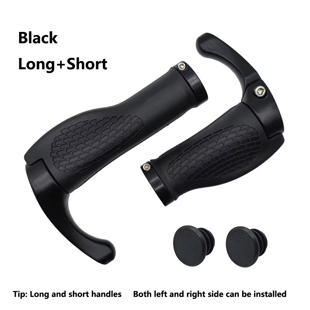 1 Pair Bicycle Handlebar Grip Long and Short Ergonomic Anti Skid Lock on Handle Cover with Bar Ends Grips MTB Bike Accessories TechElect
