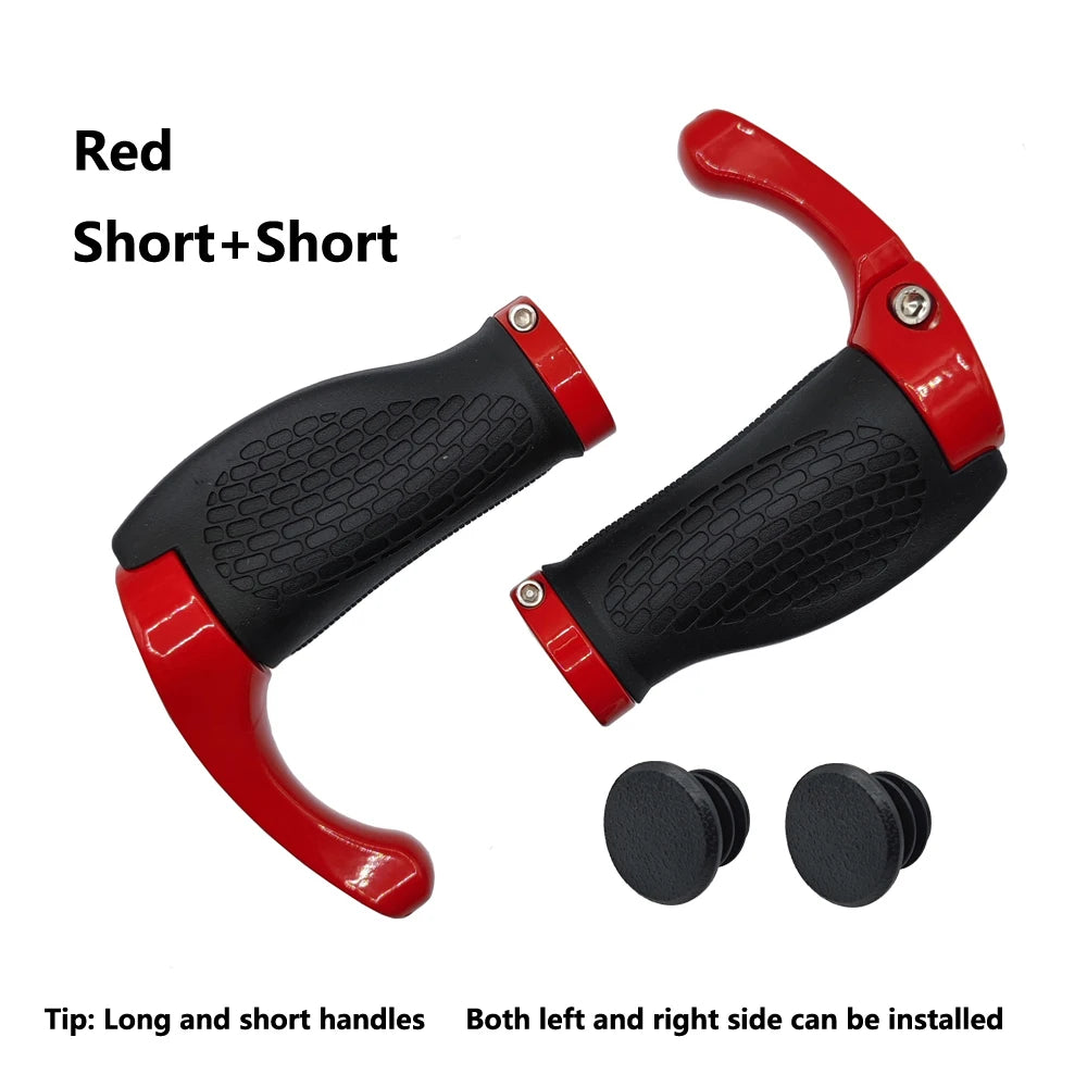 1 Pair Bicycle Handlebar Grip Long and Short Ergonomic Anti Skid Lock on Handle Cover with Bar Ends Grips MTB Bike Accessories TechElect