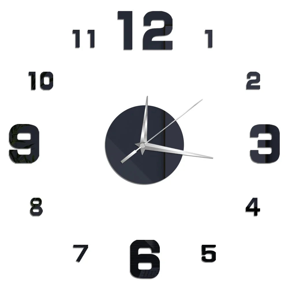 27inch Nordic Wall Clock Dining Restaurant Cafe Decorative Clocks Acrylic Mirror Wall Sticker Silent Quartz Watch Home Decor Techelectronicx