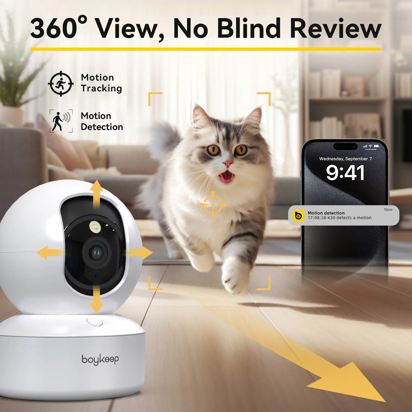 BoyKeep Smart Camera 2K Security Protection Wifi Surveillance 5G/2.4GHz Indoor Baby Night Vision 360° Pan & Tilt 2-Way Audio K30 TechElect